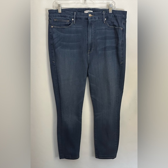 $149 GOOD AMERICAN Good Waist Made In USA Jeans Womens 22 Ankle 35x25” High-rise - Picture 4 of 15